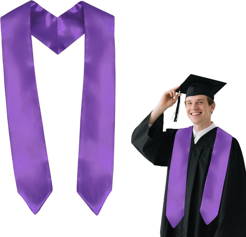 QOIUSO 72 Inch Plain Graduation Stole - Graduation Sash Class of 2025 With Classic Tips - Unisex Adult Honor Stole - Image 1